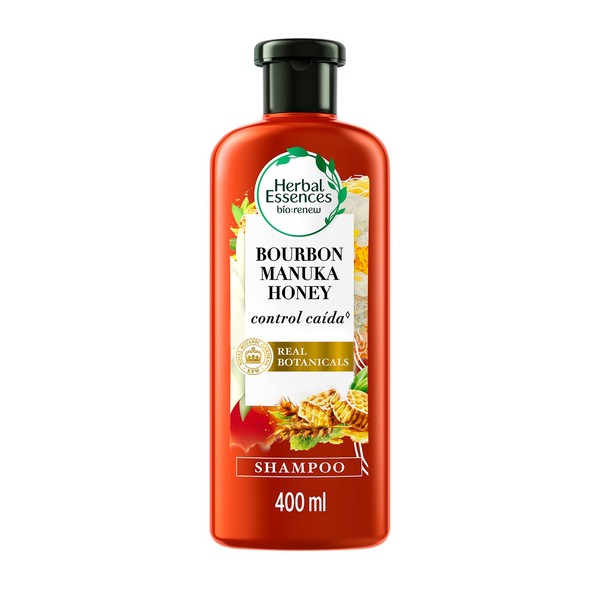HERBAL ESSENCES Bio:Renew, Shampoo Manuka Honey, Sin Parabenos, Siliconas ni Colorantes, Fortalece el Cabello, 400 ml