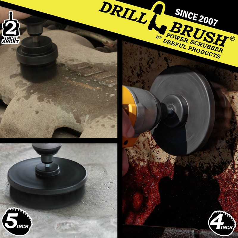 Ultra Stiff Drill Powered Cleaning Brush Set - Heavy Duty