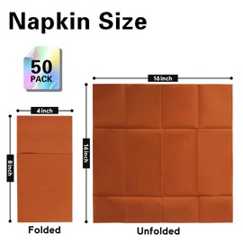 Goldclean Terracotta Napkins Hand Towels Disposable, Linen-Feel Dinner Napkins with Prefolded Built-in Flatware Pocket, Guest Paper Hand Towels For Wedding, Dinner Or Party (16x16in, 50Pack）