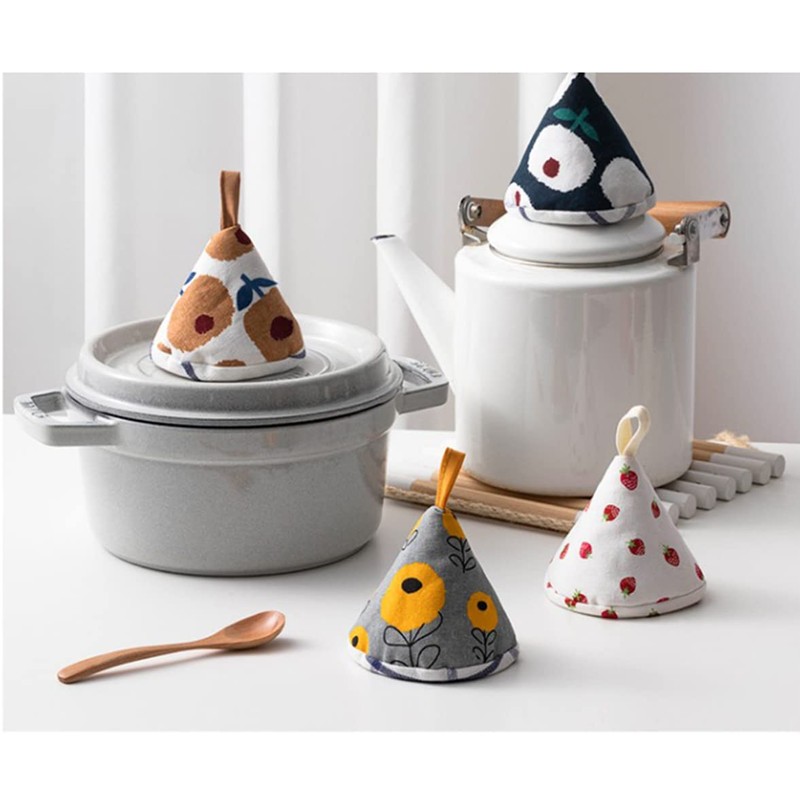 Samcos Triangular Pot Holder, Set of 2, Oven Mitts, Fish