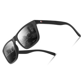 Glapeame Rectangular Men's Sunglasses Polarised ATC, Fog Black