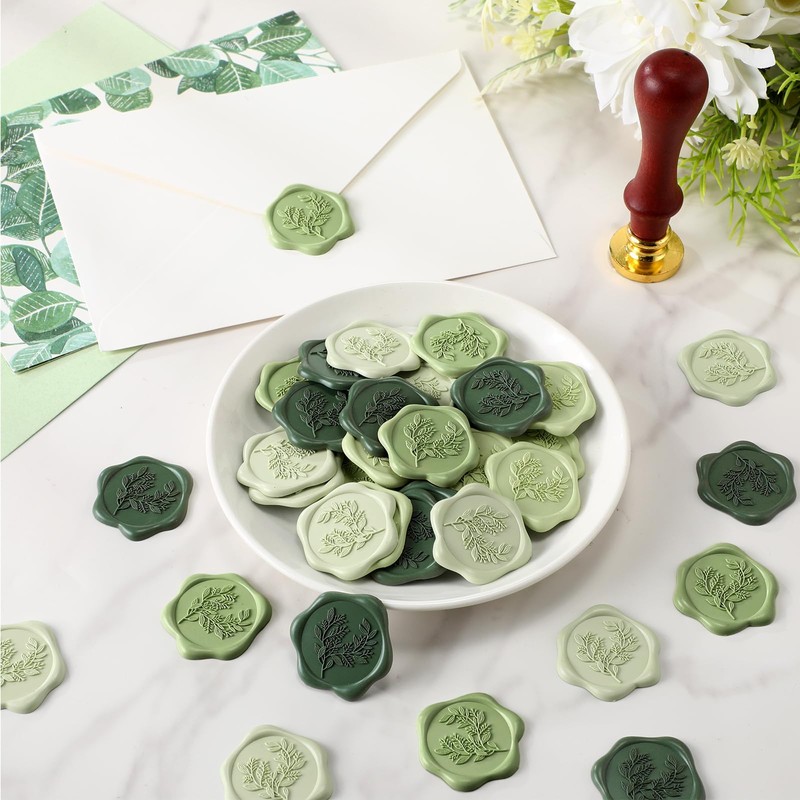 Conelist 50 Pcs Sage Green Wax Seal Stickers for Wedding