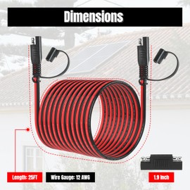 unrulysoul 25FT 12AWG SAE Extension Cable, 12 AWG SAE Quick Disconnect Wire Harness 12 Gauge with Polarity Reverse Adapter for Solar Panel RV Battery Automotive and Marine Applications (12AWG 25FT)