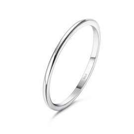 HAIAISO 925 Sterling Silver Rings for Women 18K Gold Filled Plain Thumb Stackable Statement Dome Rings High Polished Eternity Wedding Band Rings Comfort Fit 1mm Size 10