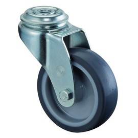 BS Wheels Swivel Castor Grey Rubber Wheel Bearing, BOLT HOLE