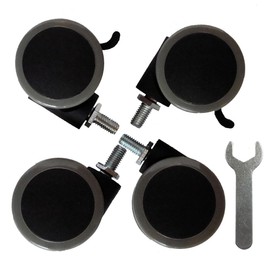 Covers Replacement Casters for Standing Desk, Office Chair, FLEXISPOT Series Dedicated Compatible Casters Set of 4 with Wrench (Black)
