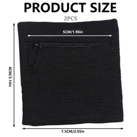 BEPSYOM 2 Pcs Reißverschluss Handgelenk Beutel, Sport Turnhalle Basketball Armbänder, die Schweißbänder Laufen Lassen Handgelenk Verpackungs Geldbörse mit Reißverschluss Tasche Schwarz