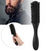 Men Beard Brush Long Handle Hair Cleaning Curved Wooden Mustache
