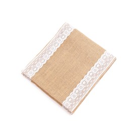 LABRIMP Lace Jute Table Cover Wedding Decor Party Tablecloth for 30x180cm Dining Table