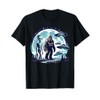 Funny Bigfoot Sasquatch Alien UFO Spacecraft Full Moon T-Shirt