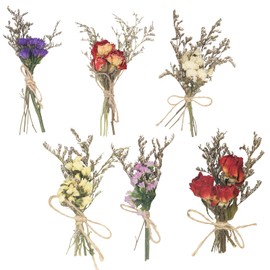 6 Style Mini Dried Flowers Forget Me Not Lavender Rose Bouquets Natural Dried Flower with Stem Artificial Embossing Dry Arrangement for Vase DIY Craft Photo Props Wedding Decoration