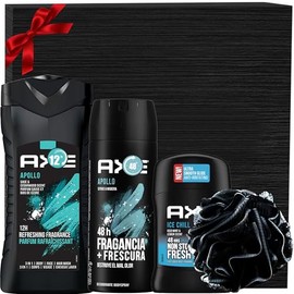Father's Day Gift Set for Men, Includes Apollo Body Wash, Apollo Deodorant Stick, Ice Chill Deodorant Stick, Men's Shower Loofah in Gift Box, for Him Dad Fathers Man Boyfriend