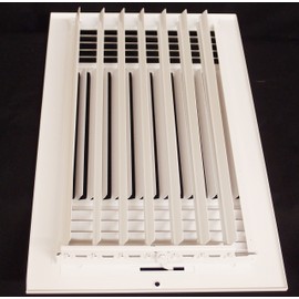 12"w X 8"h 3-Way AIR Supply Grille - Vent Cover & Diffuser - Flat Stamped Face - White [Outer Dimensions: 13.75"w X 9.75"h]