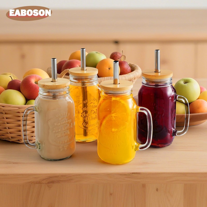 EABOSON 4 Pack 24oz Mason Drinking Jars with Lids and