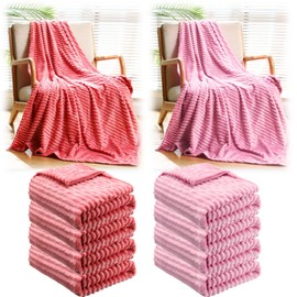 Buryeah 50 x 60 Inches Fleece Throw Blanket Soft Cute Warm Plush Flannel Fluffy Blankets for Sofa Couch Bed Seasons Employee Appreciation Gifts Bulk(Pink)