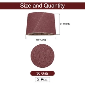 sourcing map 2pcs 8" x 19" Sanding Belts 36 Grits Aluminum Oxide Abrasive Belt Sander Paper Sanding Papers for Metal Wood Grinding Polishing, Reddish Brown