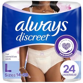 Always Discreta, ropa interior para incontinencia para mujer, máxima noche +, grande 24 unidades