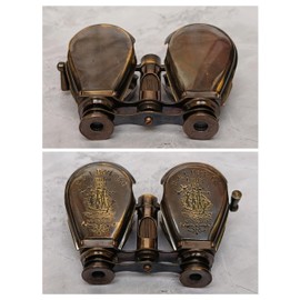 SUGRA ART Vintage Antique Vintage Spy Glass Old Brass Binocular for Adults and Kids for Bird Watching, Black