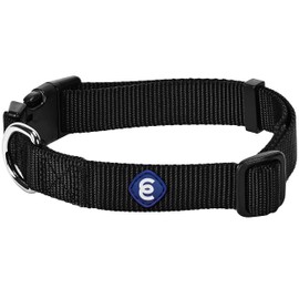 Blueberry Pet Essentials Medium Dog Collar | Adjustable Classic Black Dog Collars for Medium Dogs Nylon Dog Collars for Small Dogs | Eco-Friendly Buckles, Secure D-Ring