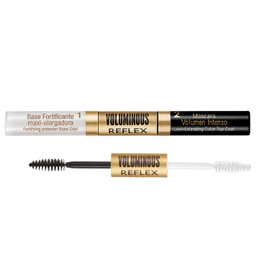 Máscara para Pestañas (2) Voluminous Reflex Línea Deluxe con Tratamiento con Fórmula Fortificante y Maxi Alargamiento para pestañas cortas, medianas e incluso escasas y/o maltratadas set de 2