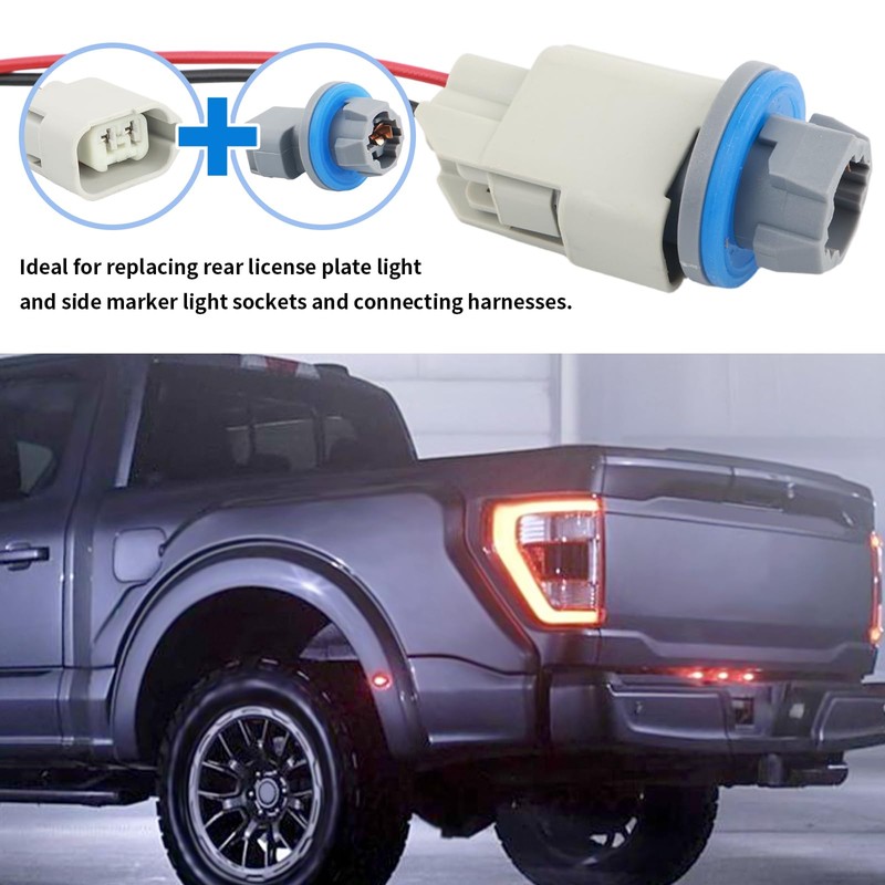 2PCS Rear License Plate Light Socket with Harness & 4PCS