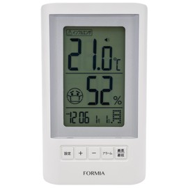 Formia HO-005 Thermometer/Hygrometer, Table Clock, Tabletop, Wake Up, Heatstroke Alarm, Thermometer, Hygrometer, Backlight Function, Date and Time Signal, Heat Stroke Prevention, Stand, Hanging,