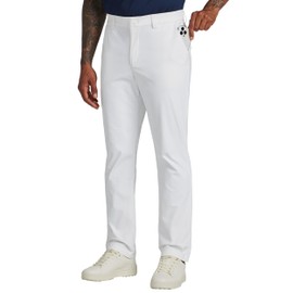 Willit Mens Golf Pants Stretch Dress Pants Quick Dry Work Business Slacks Casual Pants White 34W x 32L