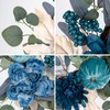 Briful 26" Blue Fall Wreath with Velvet Pumpkins, Faux Peonies