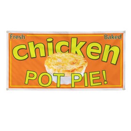 Vinyl Banner Multiple Sizes Chicken Pot Pie Restaurant Cafe Bar C Restaurant & Food Outdoor Weatherproof Industrial Yard Signs Brown 4 Grommets 12x30Inches