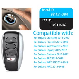 Smart Key Fob for Subaru 2014-2018, Alliskeys 4-Buttons Keyless Entry Remote Control Key Fob Replacement for Subaru Crosstrek Forester Impreza Legacy Outback WRX BRZ HYQ14AHC 315/4D
