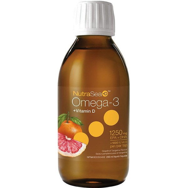 NutraSea+D Omega-3 + Vitamin D EPA & DHA 1250mg Liquid, Grapefruit Tangerine / 200 ml