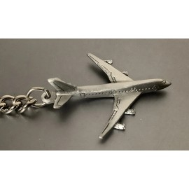 BOEING PASSENGER JET AIRPLANE PILOT KEY CHAIN / Pewter on Stainless Steel