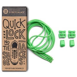 THE ORIGINAL STRETCHLACE Quick Lock No Tie Shoelaces | Elastic Shoe Laces | One Size Fits All | Turns Footwear Into Speedy Slip-On Shoes (Green)