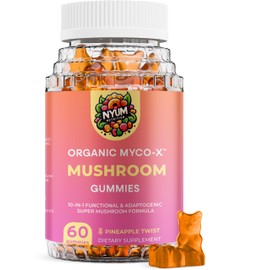 FUCOIDAN FORCE Nyum Nutrition Organic MYCO-X Mushroom Gummies, 10-in-1 Formula, Pineapple Twist, 60 Count
