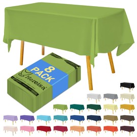 Hereisa 8-Count Light Green Disposable Plastic Tablecloths Rectangle 54x108 Inch - Extra Long Waterproof Banquet Table Covers for Parties & Catering
