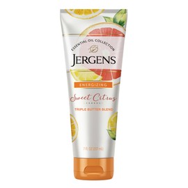 Jergens Sweet Citrus Hand and Body Lotion for Dry to Extremely Dry Skin, Body Butter with Essential Oils, Refreshes, Softens, and Soothes Skin, Moisturizer for Women & Men, 7 Oz