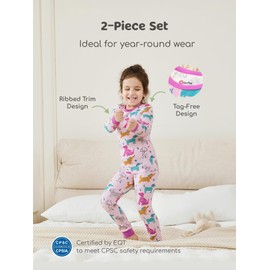 PATPAT Baby Pajama Sets with Bamboo Viscose, Snug fit Cooling Pjs for Girls Boys Kids Toddler, Cool-touch Sleepers Sleepwear, Puppy Love, 4T