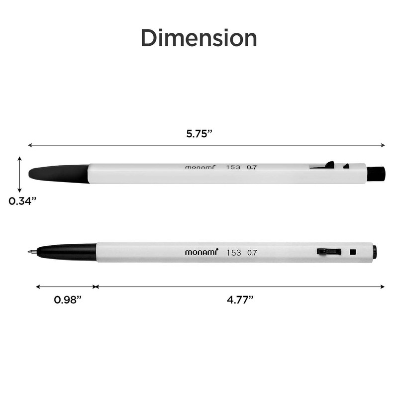 MONAMI Retractable Ballpoint Pens, Fine Point Ball Pen (0.7mm), 12