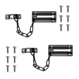 2PCS Stainless Steel Door Chain,Black Anti Theft Door Chain,Chain Lock for Door,Lock Internal Door Lock,Home Safe Door Locks with Screws or Hotel Home Apartment Bedroom