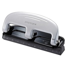 Paperpro-Bostitch 2220 Inpress 3-Hole Punch, 20-Sheet Capacity, Black/Silver