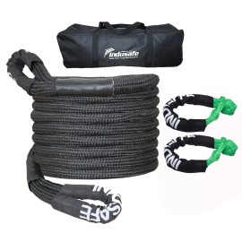 Indusafe Kinetic Energy Recovery Rope Tow Strap 7/8" x 20' 30580lbs Heavy Duty w/Shackles