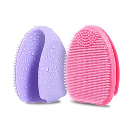 Cepillo exfoliante facial de silicona, cepillo exfoliante manual, cepillo limpiador facial de mano para mujeres y hombres, color negro