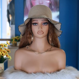 Professional Mannequin Display Head with Mesh Wig Cap, Realistic Features, Makeup Display Stand (DE 487 GM BZ)