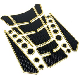 VMINGO Calcomania Moto Fishbone Engomado Tanque Sticker con Relieve Gasolina Protector (Dorado)