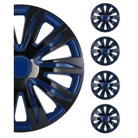 SCITOO 17 Inch Set of 4 Hubcaps Black Lacquer & Blue Lacquer ABS & PC Material Snap On Wheel Covers Fit All Models