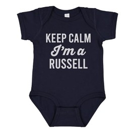 TATY Kids Keep Calm I'm a Russell Baby Infant One Piece Bodysuit 24 Months Navy