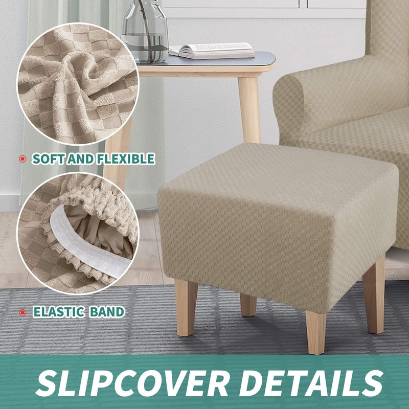 YEMYHOM Ottoman Cover Latest Jacquard Design High Stretch Folding Storage