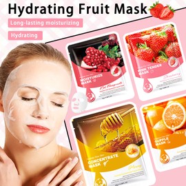10PCS Facial Sheet Masks Combo Set,Soft Long Lasting Moisturizing Face Mask Sheet for Women and Men,Cleansing Hydrating Face Sheet Masks for All Skin Type 05