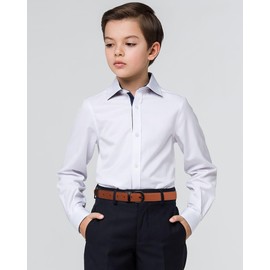 AWAYTR Boys Black Dress Belt - Kids Reversible Leather Belt with Metal Buckle Youth Toddler Belt for Pants (Black Buckle, Black/Brown, 80cm)