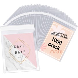 Pack It Chic - 4” X 6” (1000 Pack) Clear Resealable Cello Poly Bags - Fits 4X6 Prints, Photos, A1 Cards, Envelopes - Self Seal